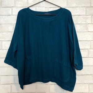 Cut Loose Teal Dolman Sleeve Lagenlook Top OS